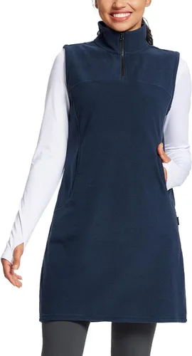 Vista 8 de BALEAF Chaleco de forro polar para mujer, sudadera tipo túnica, chaleco largo con cremallera de un cuarto, sudadera con bolsillo