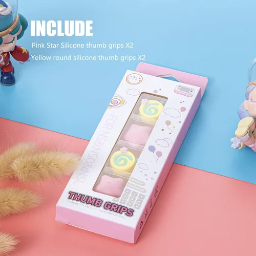 Vista 9 de Tapas de agarre para el pulgar, bonitos agarres para Nintendo Switch, funda de silicona suave compatible con Nintendo Switch/Switch OLED/Switch Rosa