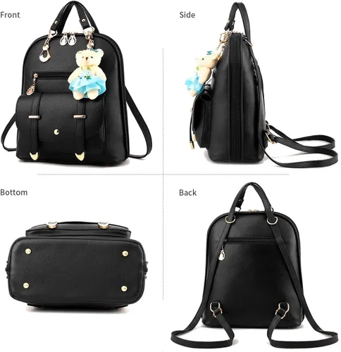 Vista 2 de ZIRUNG - Mochila de gran capacidad, bolso de hombro de cuero, linda mini mochila para mujer