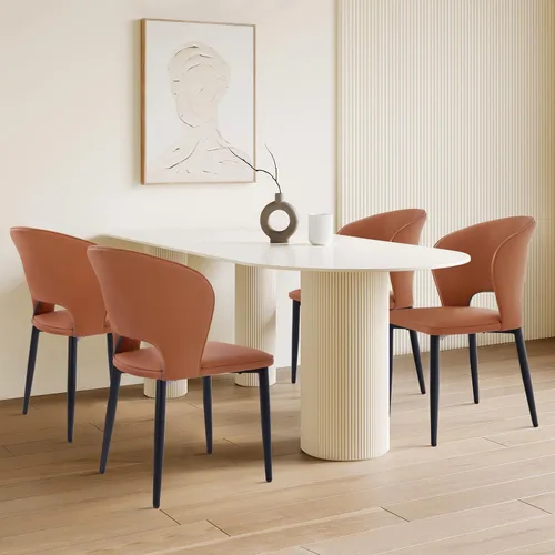 Vista 9 de Homcosan Juego de 2 sillas de comedor, modernas sillas de cocina con estructura cruzada y exquisito diseño de tuberías, fácil montaje, sillas