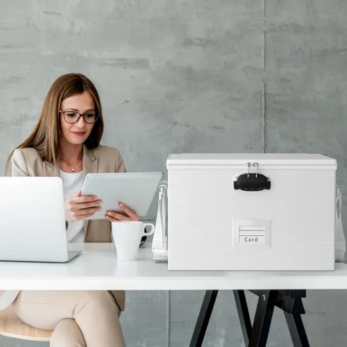 Vista 7 de ROSONG Caja de Documentos Ignífuga Organizador de Archivos - Caja de Almacenamiento Portátil Impermeable con Cerradura y Asa para Colgar Carpetas