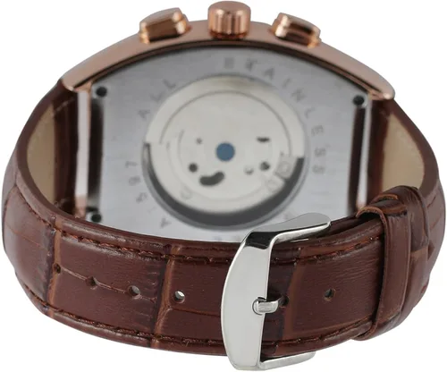 Vista 4 de FORSINING Reloj rectangular de cuerda automática para hombre, con correa de cuero auténtico, Tourbillon