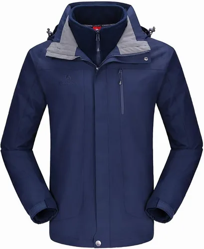 Vista 13 de CAMEL CROWN - Chaqueta de esquí para hombre 3 en 1, chaqueta de invierno impermeable para nieve, cortavientos, con capucha y forro polar cálido Azul