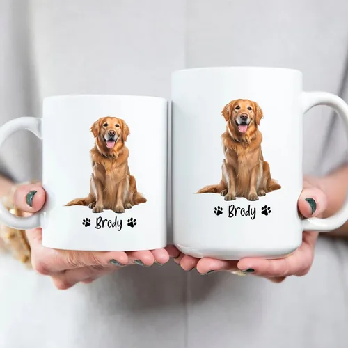 Vista 6 de Taza de café personalizada Golden Retriever con nombre para mamá o papá del perro, regalo personalizado para los amantes de los perros, taza de Taza