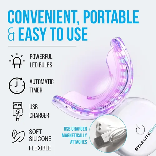 Vista 2 de Luz de encías, 32 luces LED rojas y azules que también ayudan con el blanqueamiento dental en casa, acelerador de blanqueamiento dental