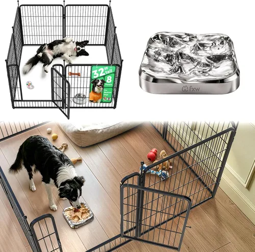 Vista 32 de FXW Rollick Unleashed Corral para Perros para Interiores, Patio, Campamento en RV, 24 pulgadas 4 Paneles para Perros Pequeños y Cachorros Negro
