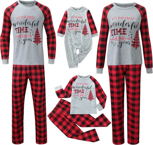 Vista 2 de TurVa Pijamas de Navidad para la familia, conjuntos a juego 2023 para Navidad, vacaciones, ropa de dormir, pijamas de Navidad para parejas, hombres