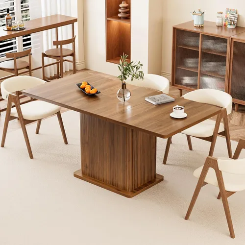 Vista 3 de Mesa de comedor extensible para cocina de 4-6, 47-65 pulgadas, mesa de comedor rectangular con 2 puertas, gran almacenamiento, muebles de cena
