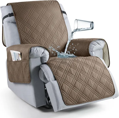 Vista 21 de TAOCOCO Funda para silla reclinable 100% impermeable que se mantiene en su lugar, fundas reclinables para sillas reclinables pequeñas con bolsillo