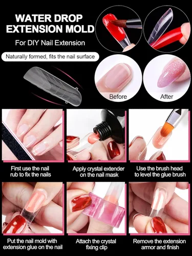 Vista 7 de EBANKU - 96 piezas de kit de formas de uñas de doble cara, transparentes y mate, molde de uñas completo, puntas para extensión de uñas acrílicas