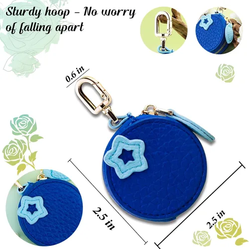 Vista 2 de Bonito llavero Y2k de piel de arándanos con cremallera, para mujeres y niñas, accesorios estéticos, monedero, llavero de fruta azul