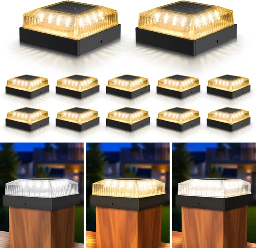 Vista 9 de Luces solares para postes de madera y vinilo de 4 x 4, paquete de 2 Negro mate