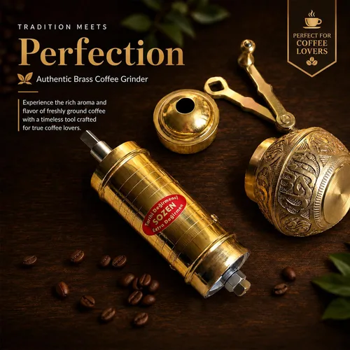 Vista 9 de Sozen - Molinillo de café manual de latón, molinillo de manivela ajustable para café turco, espresso y prensa francesa (6.4 pulgadas, latón clásico)
