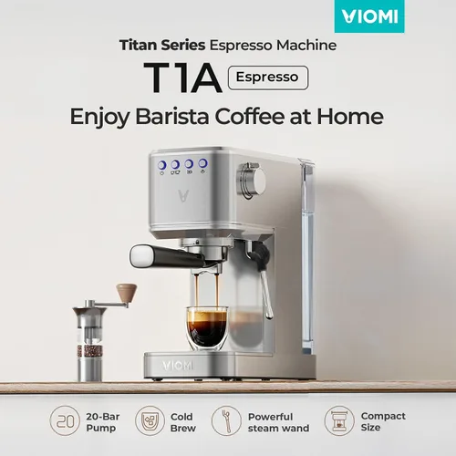 Vista 2 de VIOMI Máquina de café expreso T1A con espumador de leche, máquina