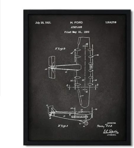 Vista 53 de Andaz Press Póster de decoración de pared con estampado de patente de pizarra, 8.5 x 11 pulgadas, aviones, trenes, automóviles, póster de patente