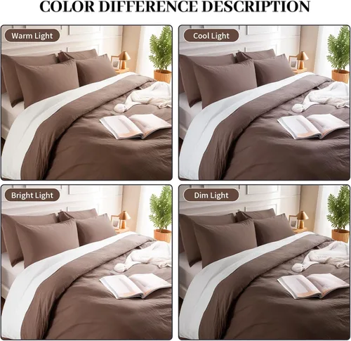 Vista 284 de NEXHOME PRO Funda de edredón Twin XL 100% algodón lavado, transpirable, duradera, texturizada, similar al lino, juego de ropa de cama para el hogar