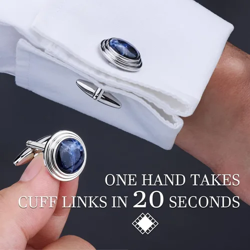 Vista 2 de Cufflinks and Tuxedo Studs Set with Gift Box, Silver and Gold Tone Cuff Links for Men's Shirt Wedding Business