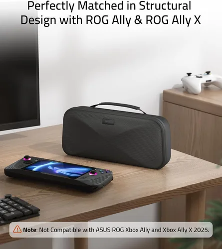 Vista 2 de Syntech Funda de transporte rígida compatible con ASUS ROG Ally/ROG Ally X Consola y accesorios, funda portátil de mano de viaje