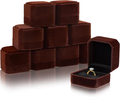 Vista 13 de Lamoutor Caja de anillo de terciopelo 2pcs Caja de pendientes Caja de regalo de joyería (negro)
