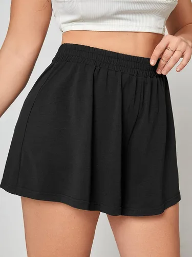 Vista 3 de Floerns Pantalones cortos de entrenamiento de pierna ancha con cintura elástica para mujer