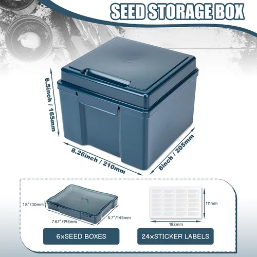 Vista 2 de Caja de almacenamiento de semillas verde oscuro con 6 cajas pequeñas interiores de 57 pulgadas, caja de almacenamiento de herramientas portátil