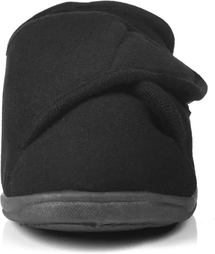 Vista 3 de Pantuflas para diabéticos de espuma viscoelástica 80-D para hombre con cierres ajustables, anchura extra ancha, cómodas, cálidas, de forro polar