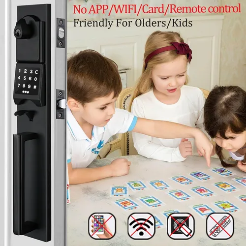 Vista 8 de NEWBANG Manija inteligente electrónica negra mate zurda con bloqueo de teclado para puerta frontal doble (llaves reservadas), MDHST2016DB-E-SET-LH