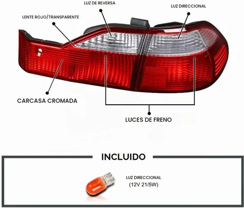 Vista 2 de Spec-D Tuning - Faros traseros rojos compatibles con Honda Accord 4 puertas Sedán 1998-2000, conjunto de pares izquierdo + derecho