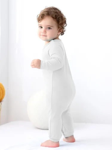 Vista 5 de GUISBY Pijama de bambú para bebé, manga larga con cierre a presión