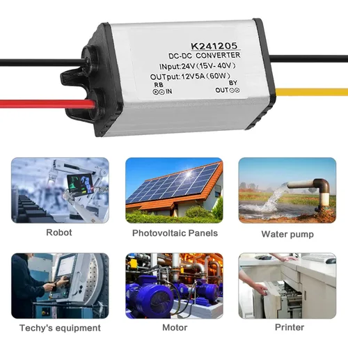 Vista 6 de Maxmartt Convertidor CC de 24 V a 12 V 5 A 60 W, convertidor de voltaje, adaptador de corriente CC impermeable, transformador resistente