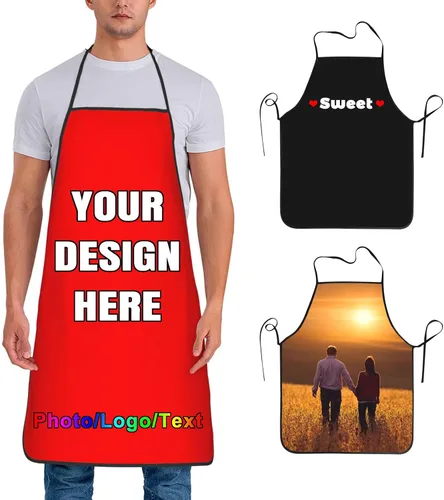 Vista 20 de Delantal de chef personalizado para hombres y mujeres, para cocinar, con nombre, logotipo, foto, regalos de cocina para familiares y amigos