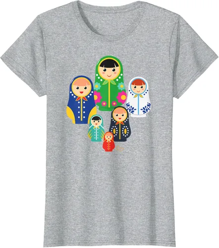 Vista 25 de Matryoshka Russian Nesting Dolls, Rusia - Camiseta de regalo, Azul / Patchwork, S