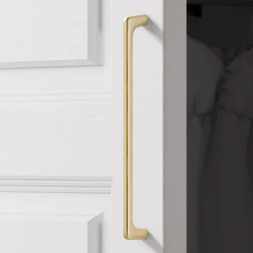 Vista 10 de Paquete de 4 tiradores dorados para cajones de gabinete, manijas doradas cepilladas para cajones de tocador, accesorios de gabinete de baño
