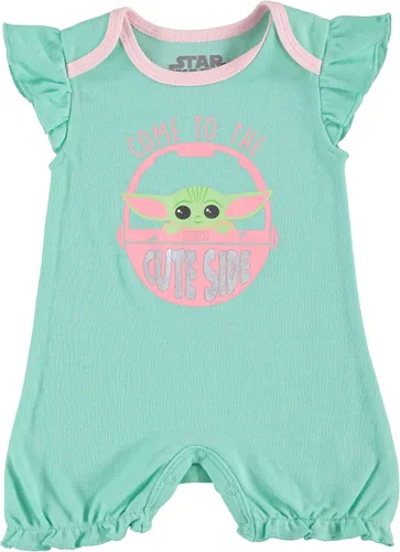 Vista 2 de STAR WARS Baby Girls Ruffled Sleeve Shortie 2-Pack - Baby Yoda Baby Bodysuit 2-Pack - Baby Girls Clothes