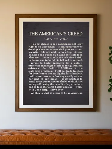 Vista 6 de The American's Creed - Impresión patriótica para pared, decoración con cita inspiradora para el hogar, oficina, garaje, bar y decoración de cueva
