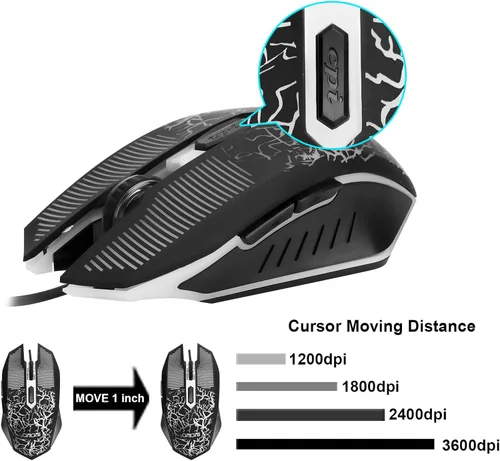 Vista 6 de Combo de teclado y mouse RGB para juegos, retroiluminación LED, 104 teclas, teclas programables multimedia, para PC, portátil, PS4, Xbox, color negro