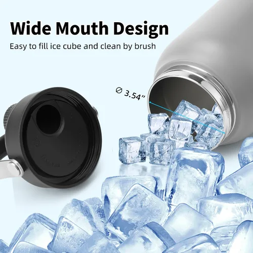 Vista 3 de Boulder Bee Botella de agua aislada Jarra de agua de medio galón con asa Acero inoxidable de 64 onzas con bolsa de transporte Doble vacío