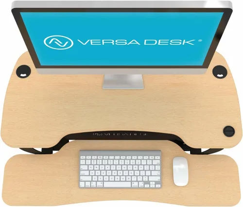 Vista 3 de Convertidor VersaDesk eléctrico para computadora de escritorio. Convierte con facilidad un escritorio en un escritorio con soporte para utilizar