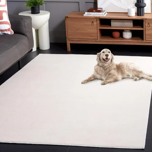 Vista 35 de SAFAVIEH Alfombra lavable, colección de pelo sintético de conejo, 4 x 6 pies, color plateado, antideslizante y fácil de limpiar, pelo grueso ultra