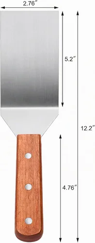 Vista 3 de New Star Foodservice 36275 Espátula/volteadera de parrilla con mango de madera, 31,8 cm