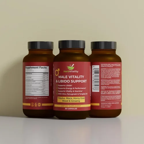 Vista 7 de HerbVitality - Fórmula para libido y vitalidad para hombre, soporte natural de fuerza con tribulus, maca, fenogreco, ginseng y tongkat Ali, 30