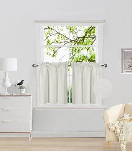 Vista 14 de Elegant Home - 2 paneles de cortina de tratamiento de ventana pequeña, con aislamiento, panel corto de 28 pulgadas de ancho x 24 pulgadas de largo