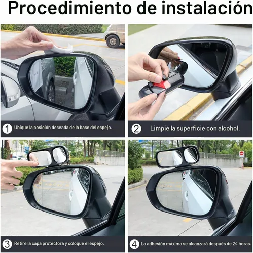 Vista 6 de LivTee Espejo de punto ciego, espejo de punto ciego montado doble ajustable de vidrio HD vista de gran angular, universal, izquierda