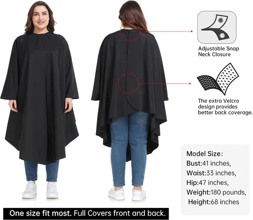 Vista 2 de Professional Barber & Salon Cape with Sleeves Large Hair & Water Repellent Cutting Cape with Adjustable Snaps