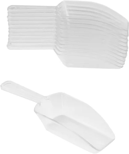 Vista 7 de Cucharas mini de plástico acrílico para cocina de 5.5 in, Para bodas, bufé de dulces, helados, proteína en polvo, Café, té (12 unidades)