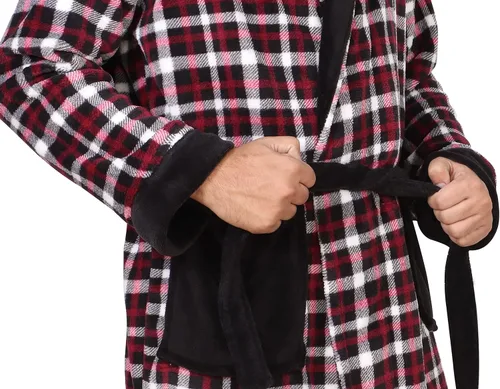 Vista 5 de NY Threads - Bata de baño lujosa en tejido polar con cuello de chal para hombre