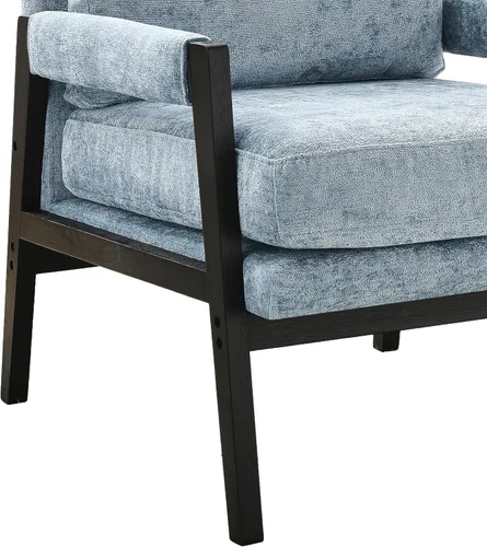 Vista 9 de Roundhill Furniture Kelly Mid-Century - Sillón tapizado de chenilla, color azul