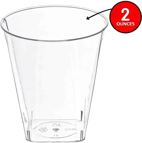 Vista 4 de Kaya Vasos de plástico con fondo cuadrado transparente (2 onzas), paquete de 20, elegantes y transparentes, perfectos para fiestas, reuniones y uso