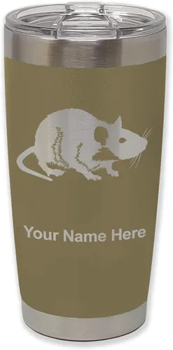 Vista 35 de LaserGram Vaso aislado al vacío de 20 onzas, rata, grabado personalizado incluido (negro)