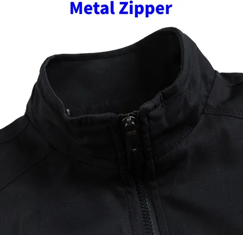 Vista 3 de TLZC Chaqueta casual para hombre, cortavientos para exteriores, ligera, softshell